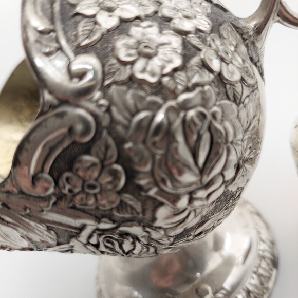 Silverplate Sugar Scuttle w/Cube Scoop Ornate Elegant Roses Silverplate VTG - Picture 16 of 16